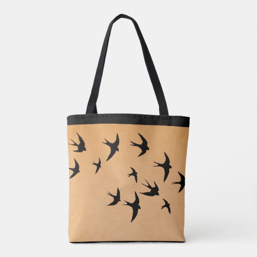 抽象芸術カモメのシルエ飛んでいるットバードサンセット トートバッグ (裏面)