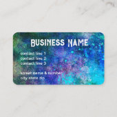 抽象芸術カラスプラッシュパープルターコイズ モダン 名刺 (裏面)