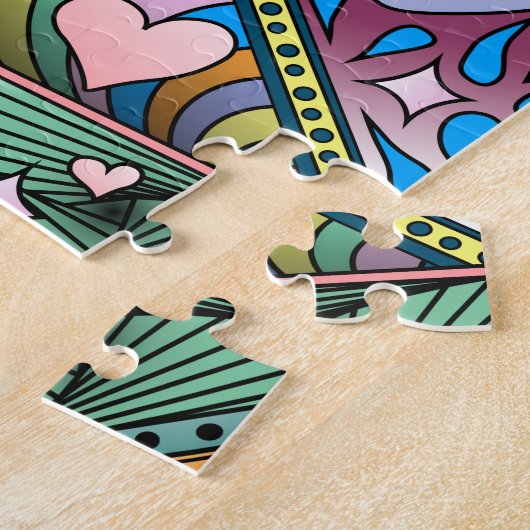 抽象芸術カラフルおもしろいブライトオリジナルアートジグソーP ジグソーパズル (側面)