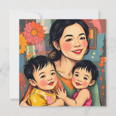 抽象芸術カラフルお母さん | 母の日 カード (正面)
