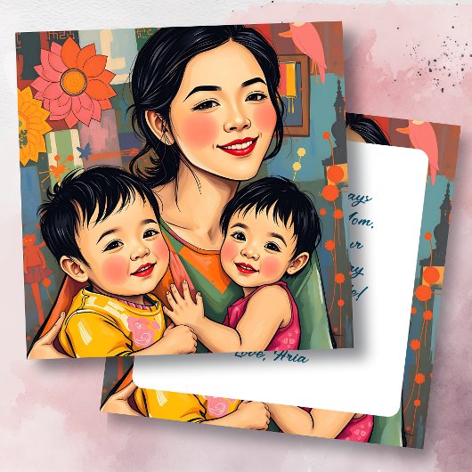 抽象芸術カラフルお母さん | 母の日 カード