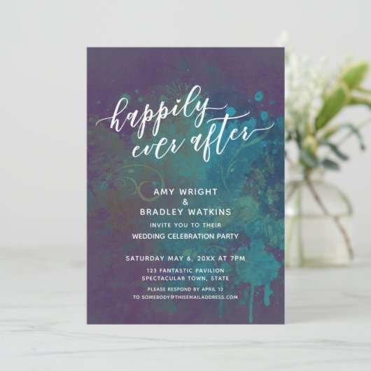 抽象芸術カラフルが披露宴後ずっと楽しく 招待状 (スタンド正面)