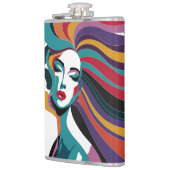 抽象芸術カラフルで髪の毛が流れる女性 フラスク (左)
