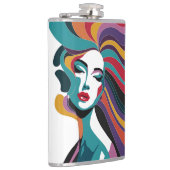 抽象芸術カラフルで髪の毛が流れる女性 フラスク (右)