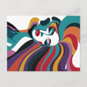 抽象芸術カラフルで髪の毛が流れる女性 ポストカード (正面)