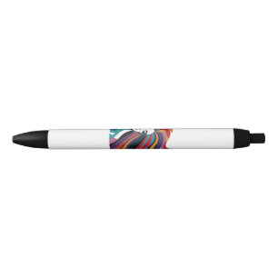 抽象芸術カラフルで髪の毛が流れる女性 黒ボールペン