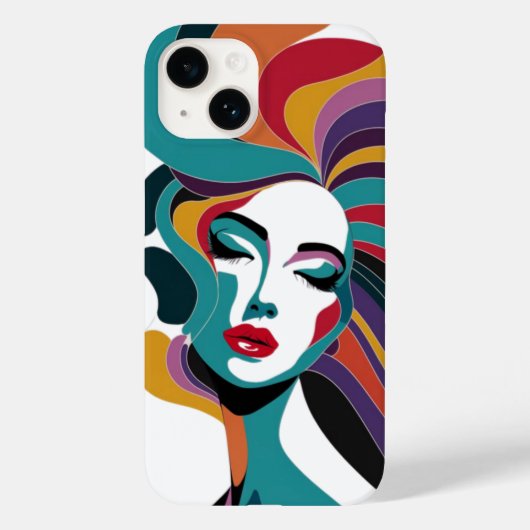 抽象芸術カラフルで髪の毛が流れる女性 Case-Mate iPhoneケース (裏面)