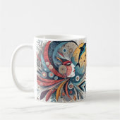 「抽象芸術カラフルとドルフィンアート – アーティス コーヒーマグカップ (左)