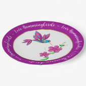 抽象芸術カラフルとハチドリと花 ペーパープレート (アングル)