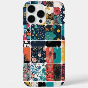 抽象芸術カラフルと花柄のコラージュ iPhone 16 PRO MAXケース