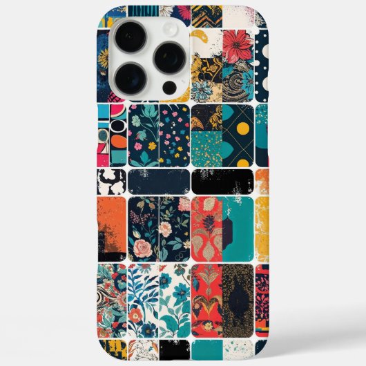 抽象芸術カラフルと花柄のコラージュ Case-Mate iPhoneケース (裏面)