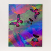抽象芸術カラフルと蝶 ジグソーパズル (縦)