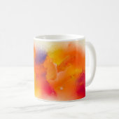 抽象芸術カラフルのキャンバステクスチャ上でのペイント コーヒーマグカップ (正面右)