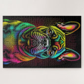 抽象芸術カラフルのブルドッグのフランスのスケッチ ジグソーパズル (横)