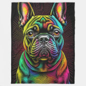 抽象芸術カラフルのブルドッグのフランスのスケッチ フリースブランケット (正面)