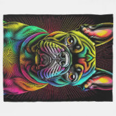 抽象芸術カラフルのブルドッグのフランスのスケッチ フリースブランケット (正面(横))