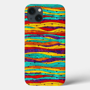 抽象芸術カラフルの中央ストライプ iPhone 13ケース