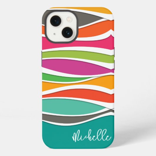 抽象芸術カラフルの図形波のパターン名 iPhoneケース (裏面)