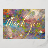 抽象芸術カラフルの水彩保アート保ありがとう 箔シーズンカード (正面)