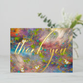 抽象芸術カラフルの水彩保アート保ありがとう 箔シーズンカード (立ち正面)