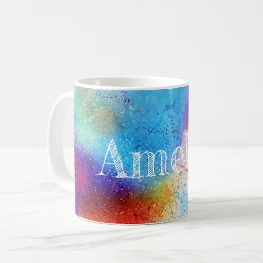 抽象芸術カラフルの水彩模様 コーヒーマグカップ (正面左)