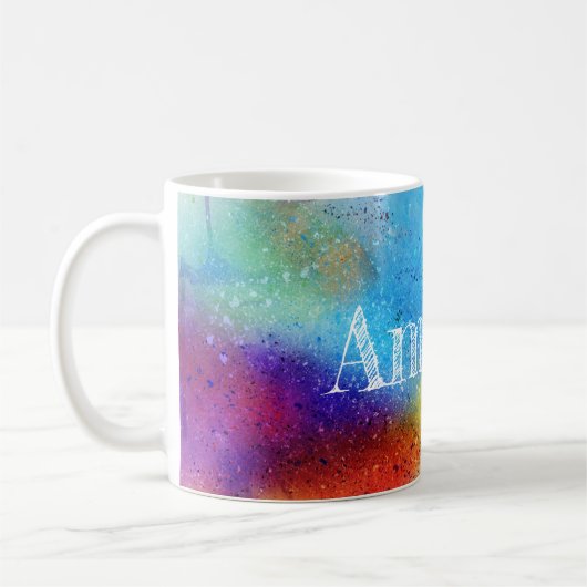 抽象芸術カラフルの水彩模様 コーヒーマグカップ (左)