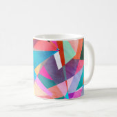 抽象芸術カラフルの水色の背景 コーヒーマグカップ (正面右)