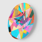 抽象芸術カラフルの水色の背景 ラージ壁時計 (傾斜)