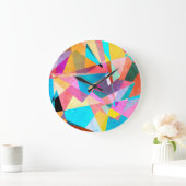 抽象芸術カラフルの水色の背景 ラージ壁時計 (ホーム)