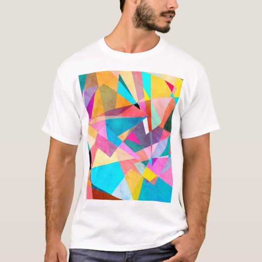 抽象芸術カラフルの水色の背景 Tシャツ (正面)