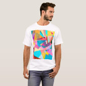 抽象芸術カラフルの水色の背景 Tシャツ (正面フル)