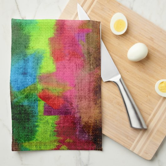 抽象芸術カラフルの色のパターン キッチンタオル (四つ折り)