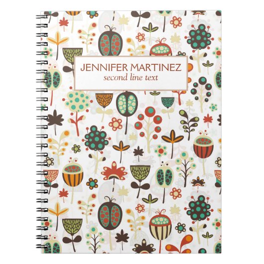 抽象芸術カラフルの花と木 ノートブック (正面)