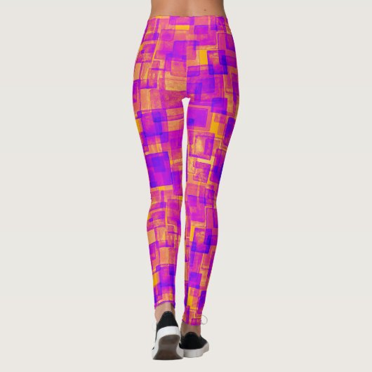 抽象芸術カラフルの重なり合う正方形 レギンス (裏面)
