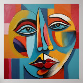 抽象芸術カラフルの顔 ポスター (正面)