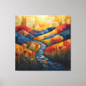 抽象芸術カラフルの風景(川と鮮やか) キャンバスプリント (正面)