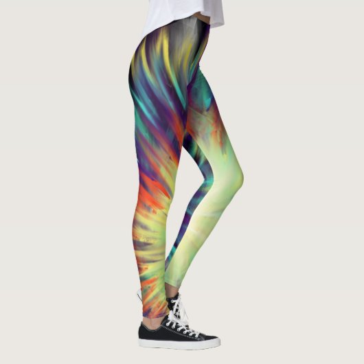 抽象芸術カラフルはっきりしたの流れ レギンス (右)