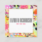 抽象芸術カラフルはっきりしたシモダンッ スクエア名刺 (正面)