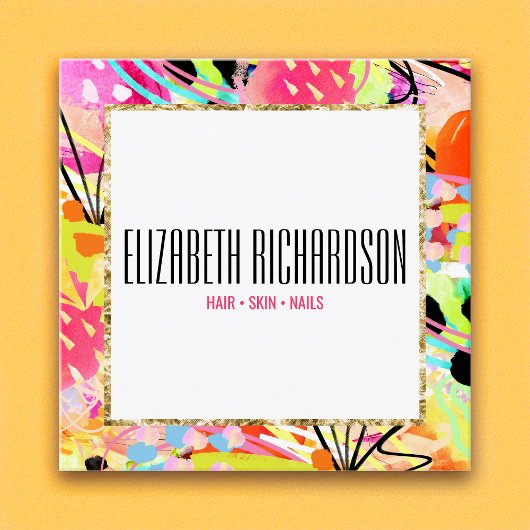 抽象芸術カラフルはっきりしたシモダンッ スクエア名刺