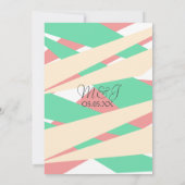 抽象芸術カラフルはっきりした結婚ズのサンゴライム 招待状 (裏面)