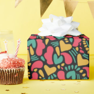 抽象芸術カラフルはピンク色のハート ラッピングペーパー