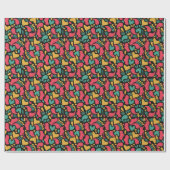 抽象芸術カラフルはピンク色のハート ラッピングペーパー (フラット)