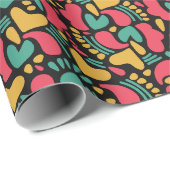抽象芸術カラフルはピンク色のハート ラッピングペーパー (ロールコーナー)