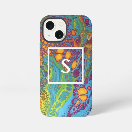抽象芸術カラフルアクリル注入モノグラム iPhoneケース (裏面)