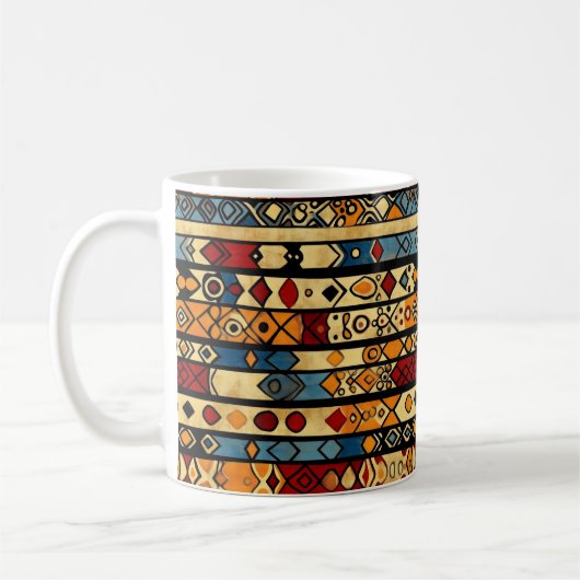 抽象芸術カラフルアフリカパターン コーヒーマグカップ (左)
