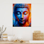 抽象芸術カラフルアモダンート | ブッダ絵を描ズ ポスター (キッチン)