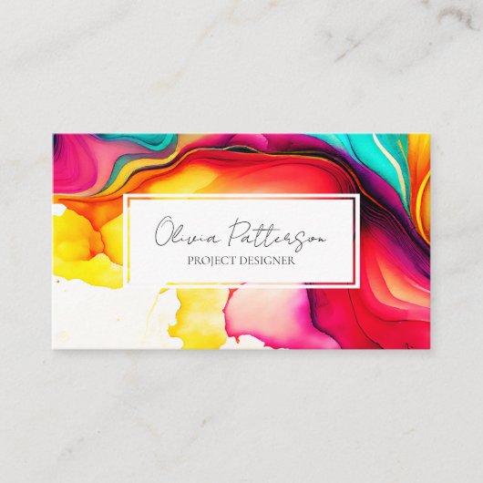 抽象芸術カラフルアルコールインクスタイル 名刺 (正面)