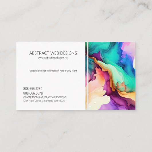抽象芸術カラフルアルコールインク液スタイル 名刺 (裏面)
