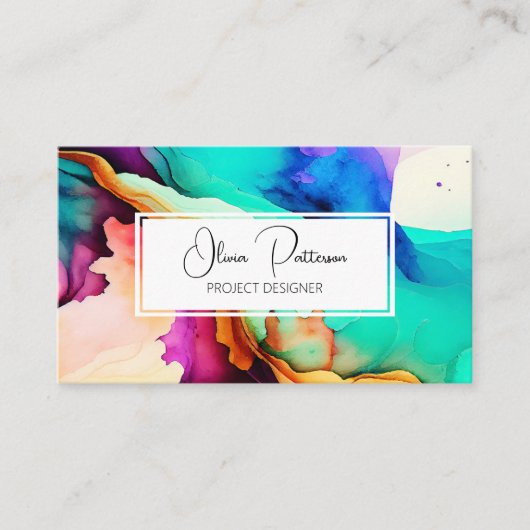 抽象芸術カラフルアルコールインク液スタイル 名刺 (正面)