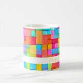 抽象芸術カラフルアーティスト名お尻のおもしろいのトレンモダンディング コーヒーマグカップ (中央)